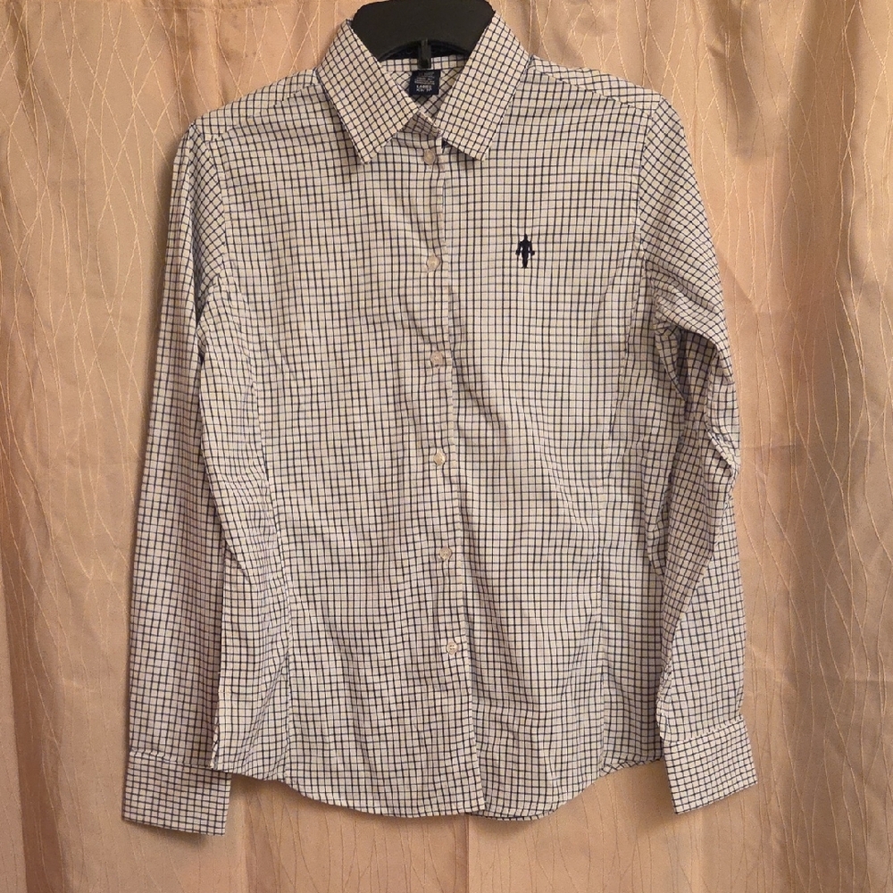 Devon & Jones Ladies Blue Checkered Shirt‎ Sz. XS